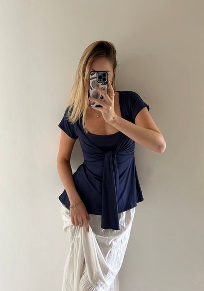 Zerah Wrap Short Sleeve Blouse